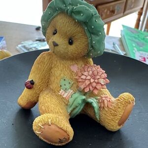 Dalia Bear Figurine with Green and Orange Highlights